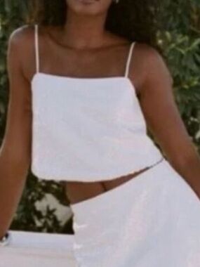 Abercrombie & Fitch White Sequin  Tank Crop Top